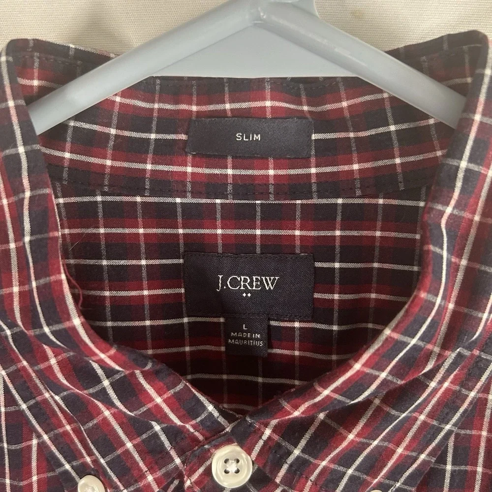 Lot of 3 J Crew Flex Wash Slim Fit Red and Blue‎ Button Shirt Mens L